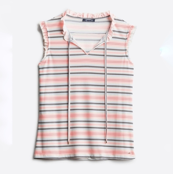 Tommy Hilfiger Tops - Tommy Hilfiger Rosales striped tank ruffled pink NEW Medium